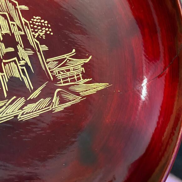 Vintage Aizu Japan Laquerware TRINKET bowls DECOR Asian collectibles Gold Red - Picture 6 of 14